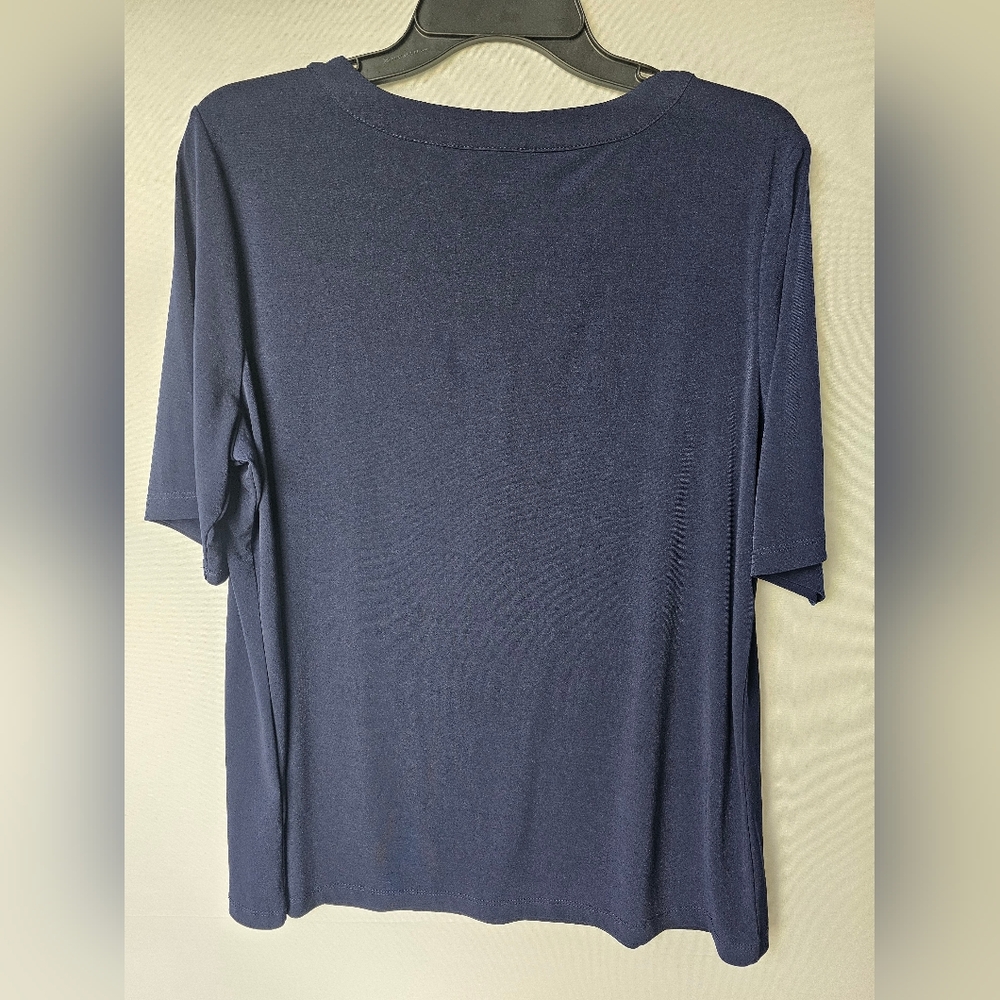 Susan Wraver Navy Short Sleeve Henley Top - Picture 6 of 16